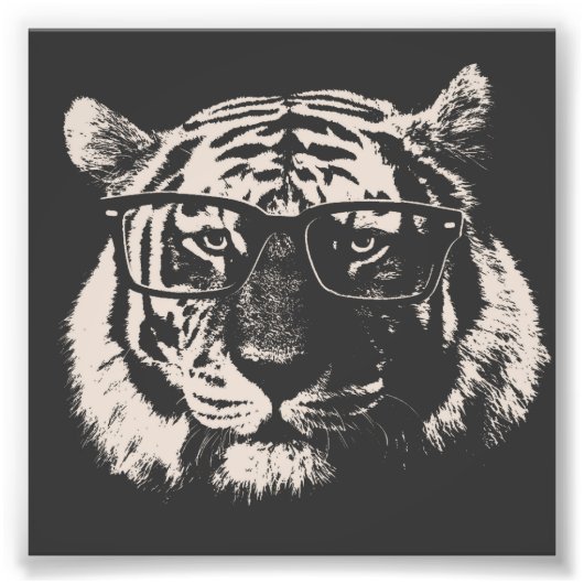 Hipster Tiger mit Brille Fotodruck (Vorne)