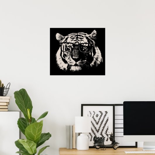 Hipster Tiger mit Brille Poster (Heimbüro)