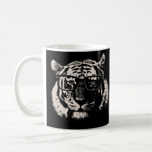 Hipster-Tiger mit Gläsern Kaffeetasse