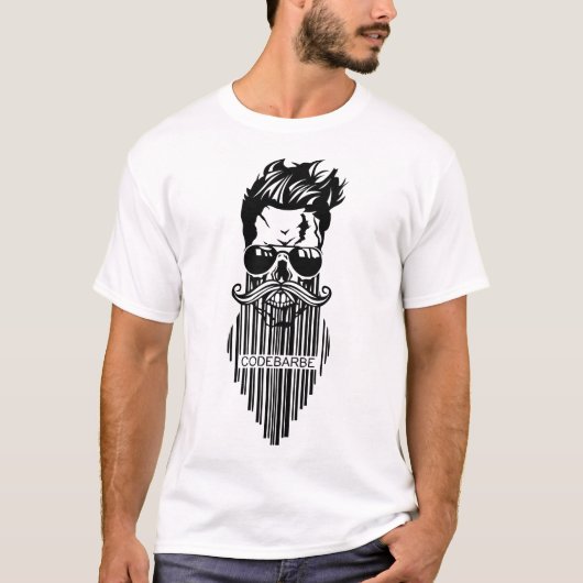 Hipster-Todeskopf Bartcode 9 T-Shirt (Vorderseite)