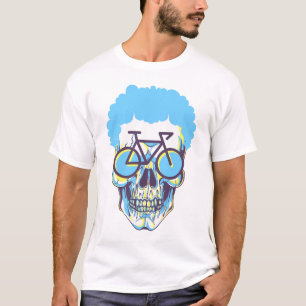 Hipster-Totenkopf-Fahrrad moderne weiße Kunstillus T-Shirt
