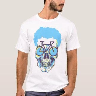Hipster-Totenkopf-Fahrrad moderne weiße Kunstillus T-Shirt