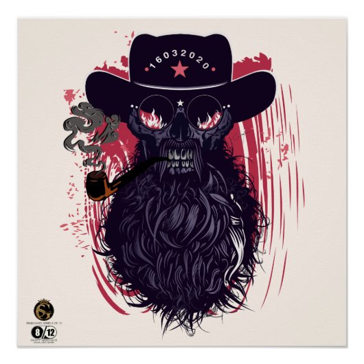 Hipster-Totenkopf Skulls-Cowboy Poster (Vorderseite)