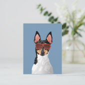 Hipster Toy Fox Terrier Postkarte für Hundefreunde (Stehend Vorderseite)