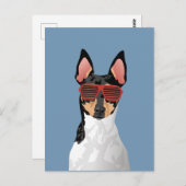 Hipster Toy Fox Terrier Postkarte für Hundefreunde (Vorne/Hinten)
