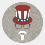 Hipster Uncle Sam Runder Aufkleber (Vorderseite)
