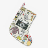 Hipster-Wange: handgezeichnet Doodle-Set Kleiner Weihnachtsstrumpf (Vorderansicht (hängend))