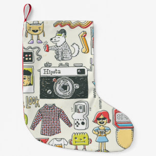 Hipster-Wange: handgezeichnet Doodle-Set Kleiner Weihnachtsstrumpf