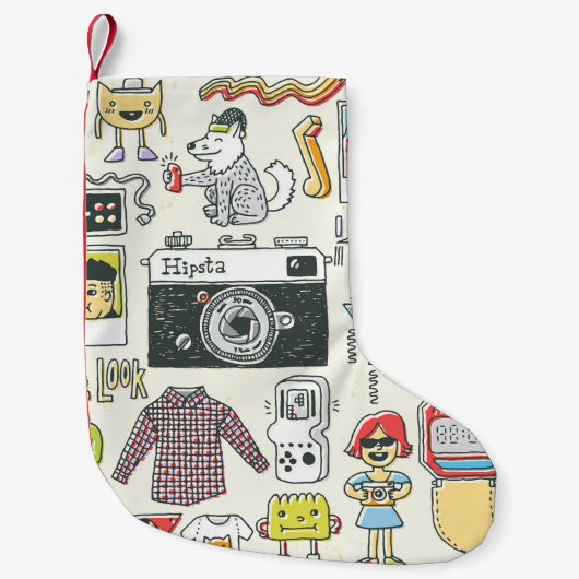 Hipster-Wange: handgezeichnet Doodle-Set Kleiner Weihnachtsstrumpf (Vorderseite)