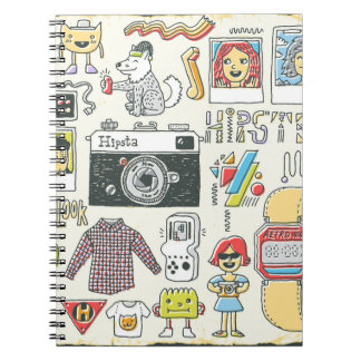 Hipster-Wange: handgezeichnet Doodle-Set Notizblock