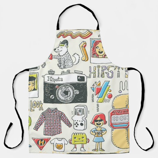 Hipster-Wange: handgezeichnet Doodle-Set Schürze (Vorderseite)