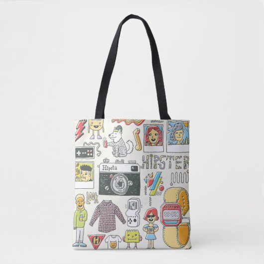 Hipster-Wange: handgezeichnet Doodle-Set Tasche (Vorderseite)