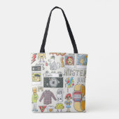 Hipster-Wange: handgezeichnet Doodle-Set Tasche (Rückseite)