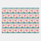 Hipster Weihnachten Flamingo Palm Holiday Szene Geschenkpapier Set (Vorderseite 3)