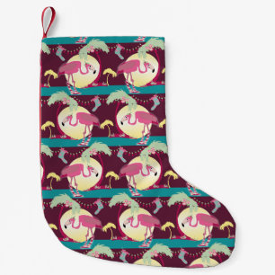 Hipster-Weihnachts-Flamingo-Palm-Weihnachtsszene Kleiner Weihnachtsstrumpf