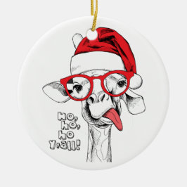 Hipster Weihnachts-Giraffe | Urlaub Keramik Ornament