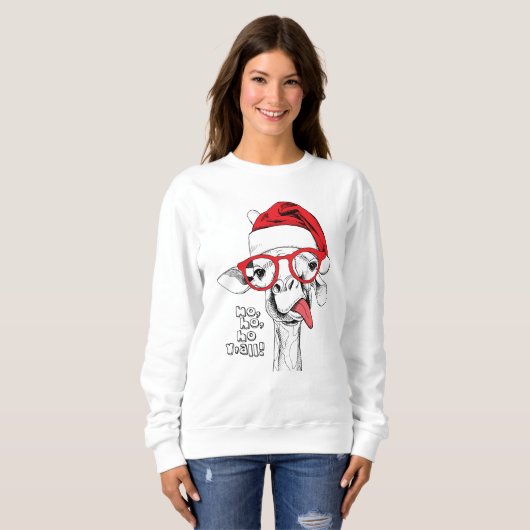 Hipster Weihnachts-Giraffe | Urlaub Sweatshirt (Vorne ganz)