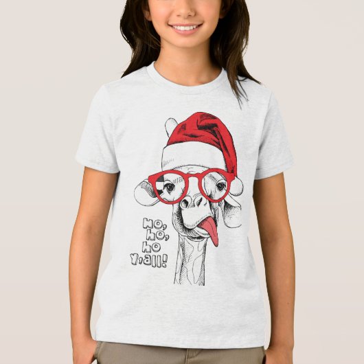 Hipster Weihnachts-Giraffe | Urlaub Tri-Blend Shirt (Vorderseite)