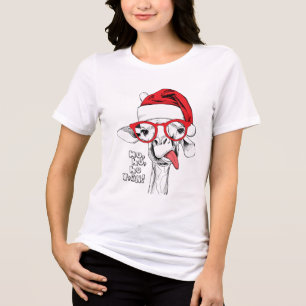 Hipster Weihnachts-Giraffe Urlaub Tri-Blend Shirt