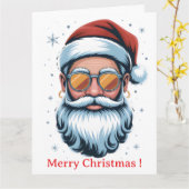 Hipster Weihnachtsmann Karte (Gelbe Blume)