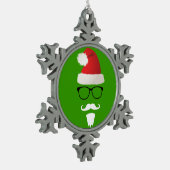 Hipster Weihnachtsmann Schneeflocken Zinn-Ornament (Links)