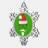 Hipster Weihnachtsmann Schneeflocken Zinn-Ornament (Rechts)