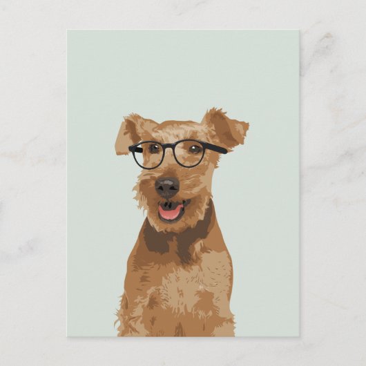 Hipster Welsh Terrier Postkarte für Hunde Liebhabe (Vorderseite)