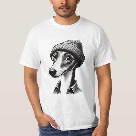 Hipster Whippet T-Shirt (Vorderseite)