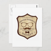 Hipster-Whiskey-Logo Postkarte (Vorne/Hinten)