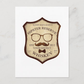 Hipster-Whiskey-Logo Postkarte