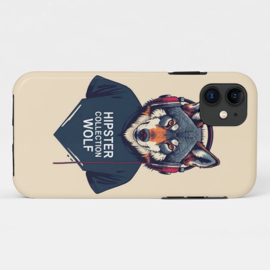 Hipster Wolf Kopfhörer Handy Fall Case-Mate iPhone Hülle (Rückseite (Horizontal))