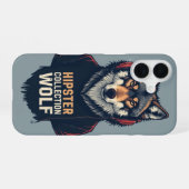 Hipster Wolf Kopfhörer Handy Fall iPhone 16 Hülle (Rückseite (Horizontal))