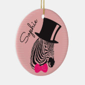 Hipster Zebra mit dem Namen "Top Hut" und "Bow Kra Keramik Ornament (Rechts)