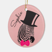 Hipster Zebra mit dem Namen "Top Hut" und "Bow Kra Keramik Ornament (Links)