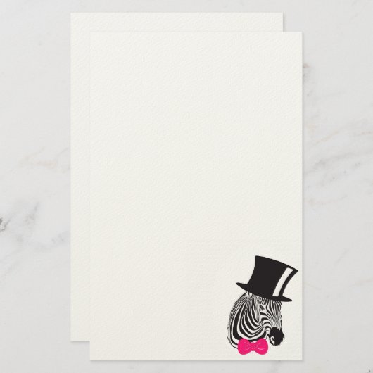 Hipster Zebra mit Top-Hut und Bow-Krawatte Briefpapier (Vorne/Hinten)