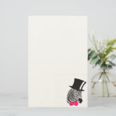Hipster Zebra mit Top-Hut und Bow-Krawatte Briefpapier (Stehend Vorderseite)