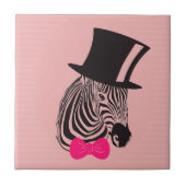 Hipster Zebra mit Top-Hut und Bow-Krawatte Fliese (Vorderseite)