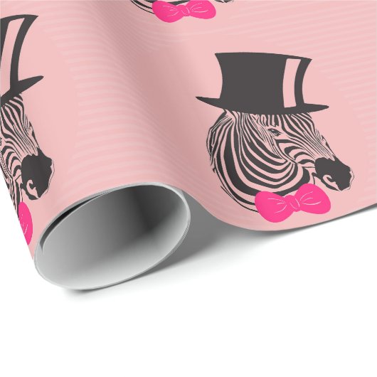 Hipster Zebra mit Top-Hut und Bow-Krawatte Geschenkpapier (Rolleneckpunkt)