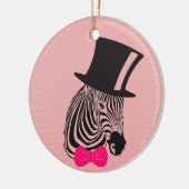 Hipster Zebra mit Top-Hut und Bow-Krawatte Keramik Ornament (Links)