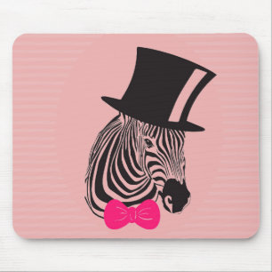 Hipster Zebra mit Top-Hut und Bow-Krawatte Mousepad