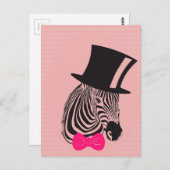 Hipster Zebra mit Top-Hut und Bow-Krawatte Postkarte (Vorne/Hinten)