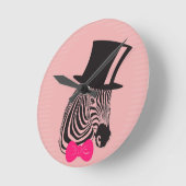 Hipster Zebra mit Top-Hut und Bow-Krawatte Runde Wanduhr (Winkel)