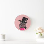 Hipster Zebra mit Top-Hut und Bow-Krawatte Runde Wanduhr (Zuhause)
