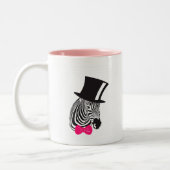 Hipster Zebra mit Top-Hut und Bow-Krawatte Zweifarbige Tasse (Links)