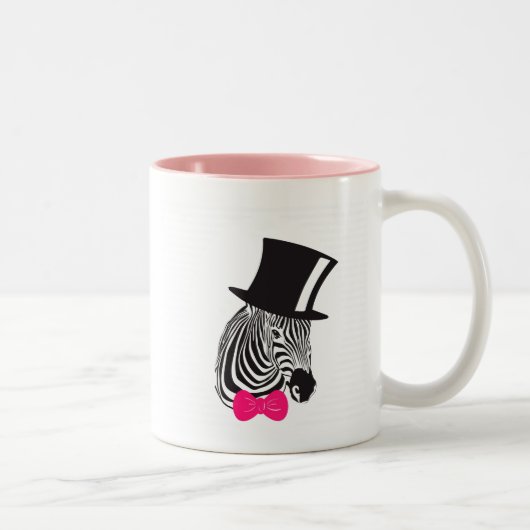 Hipster Zebra mit Top-Hut und Bow-Krawatte Zweifarbige Tasse (Rechts)