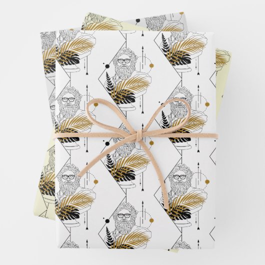 Hipster Zeus Griechisches Gottmuster Geschenkpapier Set (Beispiel)