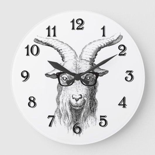 Hipster-Ziege Große Wanduhr (Vorderseite)