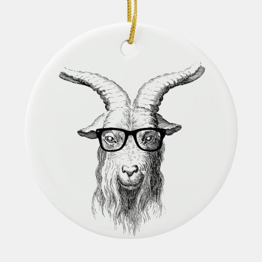 Hipster-Ziege Keramik Ornament (Vorne)