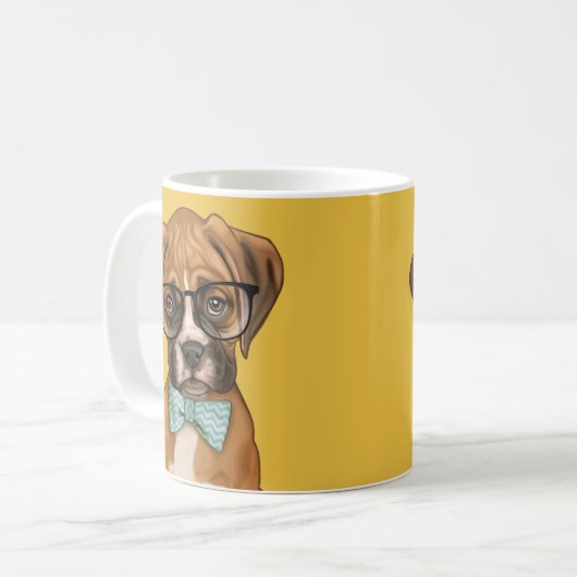 Hipsterboxer Welpe Kaffeetasse (Vorderseite Links)