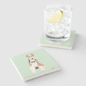 Hipstercooler Fox-Terrier-Draht-Hund für Steinuntersetzer (Seitenansicht)